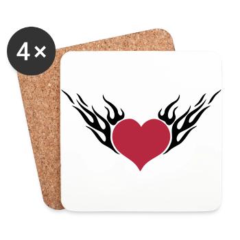 Fire Heart 2c - Coasters (set of 4) - white - Front