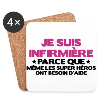 je suis infirmière - Dessous de verre (lot de 4) - blanc - Devant