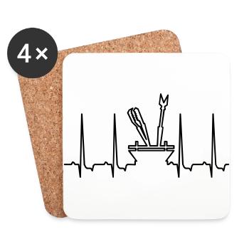 battre pour la viande / beat 4 meat (BBQ, 1c) - Dessous de verre (lot de 4) - blanc - Devant