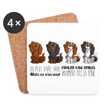 Cavalier King Charles - Ligne 2 - Dessous de verre (lot de 4) - blanc - Devant