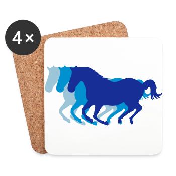 Trois chevaux au galop - Dessous de verre (lot de 4) - blanc - Devant