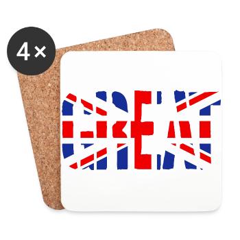 Great Britain Flag, British Flag, Union Jack, UK - Coasters (set of 4) - white - Front