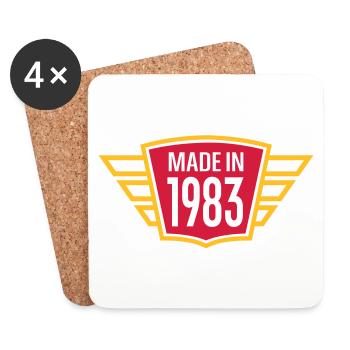 Fabriqué en 1983 - Dessous de verre (lot de 4) - blanc - Devant