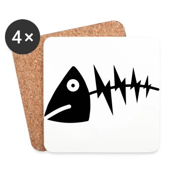 Fischgräte / Fischkopf / Fischkopp / fish bone - Untersetzer (4er-Set) - Weiß - Vorne