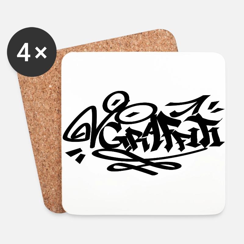 BLACK Graffiti - Coasters (set of 4) - white