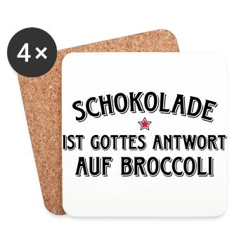 Schokolade Gottes Antwort auf Broccoli Kakao Süßes - Untersetzer (4er-Set) - Weiß - Vorne