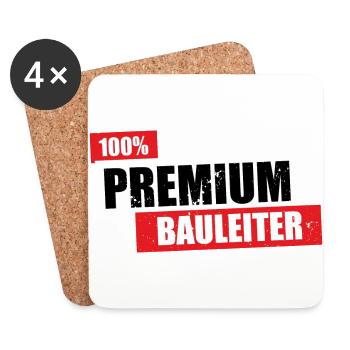 Bauleiter Premium - lustiges Geschenk 100 Prozent - Untersetzer (4er-Set) - Weiß - Vorne