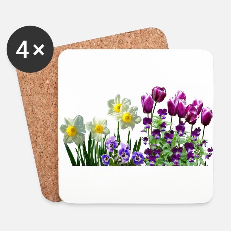 daffodils narzissen tulips tulpen stiefmuetterchen - Untersetzer (4er-Set) - Weiß