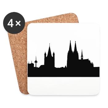Panorama de Cologne ! Dom Köln Carnaval - Dessous de verre (lot de 4) - blanc - Devant