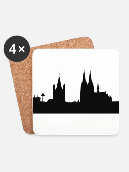 Köln Panorama! Dom Köln Karneval - Untersetzer (4er-Set) - Weiß