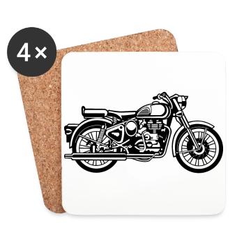 Motorrad / Motorcycle 02_schwarz weiß - Untersetzer (4er-Set) - Weiß - Vorne