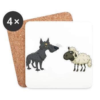 Wolf Schaf - Untersetzer (4er-Set) - Weiß - Vorne