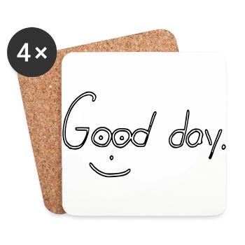 Bonne journée avec smiley - Dessous de verre (lot de 4) - blanc - Devant