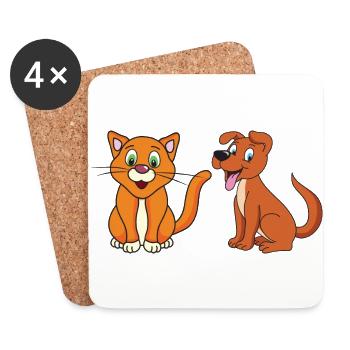 Cat Dog - Coasters (set of 4) - white - Front