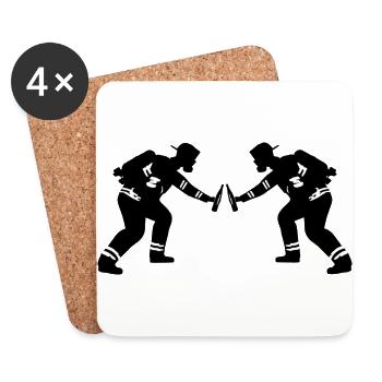 Service d'incendie en action - Dessous de verre (lot de 4) - blanc - Devant