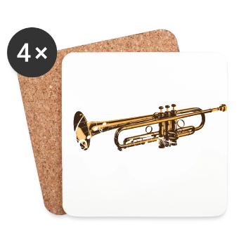 Music with trumpet as wind instrument and sheet music - Coasters (set of 4) - white - Front