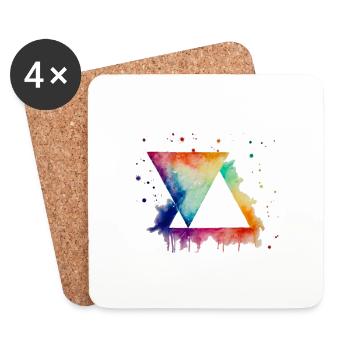 Triangles aux couleurs vives - Dessous de verre (lot de 4) - blanc - Devant
