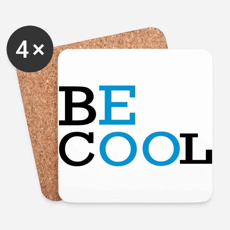 BE COOL Text-Logo - Untersetzer (4er-Set) - Weiß