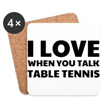 Table Tennis - Ping Pong - Sport - Racket - Ball - Dessous de verre (lot de 4) - blanc - Devant