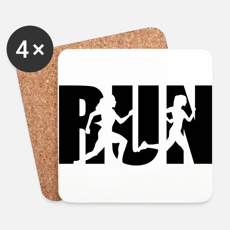 Run, Laufen, Läuferin - Untersetzer (4er-Set) - Weiß