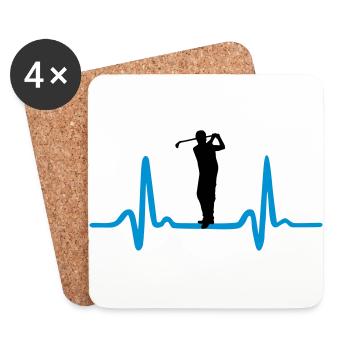 Golf, Golfer and Heartbeat - Coasters (set of 4) - white - Front