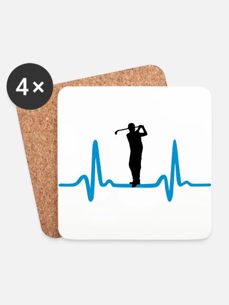 Golfer & Herzschlag - Golf - Untersetzer (4er-Set) - Weiß
