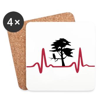 Baum mit Herzschlag, Natur EKG - Untersetzer (4er-Set) - Weiß - Vorne
