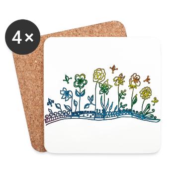 Bunte blumen - Untersetzer (4er-Set) - Weiß - Vorne
