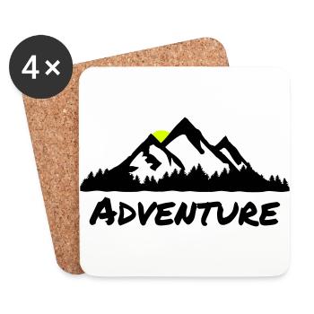 Abenteuer, Berge und Wald - Untersetzer (4er-Set) - Weiß - Vorne