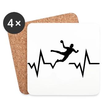 Handball ECG Heartbeat - women - Coasters (set of 4) - white - Front