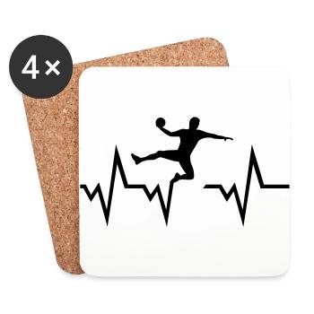 Handball ECG Heartbeat - men - Dessous de verre (lot de 4) - blanc - Devant