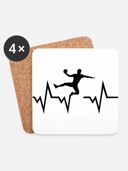 Handball EKG Herzschlag - Männer - Untersetzer (4er-Set) - Weiß