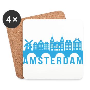 Cadeau de repère Skyline Amsterdam Hollande - Dessous de verre (lot de 4) - blanc - Devant