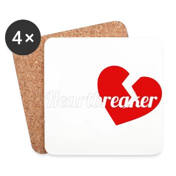 Brise-coeur avec lettrage blanc et coeur rouge - Dessous de verre (lot de 4) - blanc - Devant