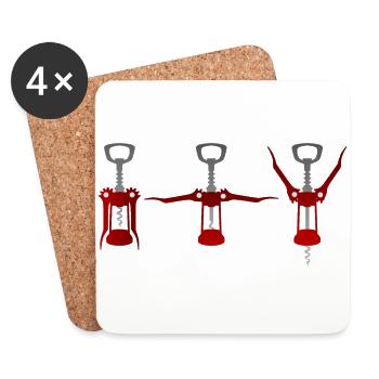 corkscrew together alcohol humor - Coasters (set of 4) - white - Front
