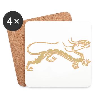 T-shirt Golden Dragon - L'idée cadeau Dragons - Dessous de verre (lot de 4) - blanc - Devant