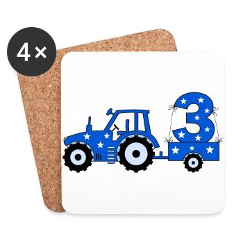 3. Geburtstag Traktor - Untersetzer (4er-Set) - Weiß - Vorne
