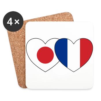 Japan France Flag Heart - Coasters (set of 4) - white - Front