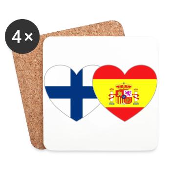 Finlande Espagne Drapeau Coeur - Dessous de verre (lot de 4) - blanc - Devant