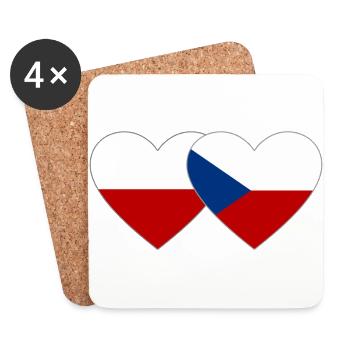 Poland Czech Republic Flag Heart - Coasters (set of 4) - white - Front