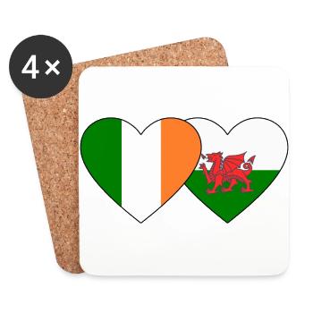 Irland Wales Flagge Herz - Untersetzer (4er-Set) - Weiß - Vorne
