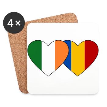 Drapeau de l’Irlande Roumanie Coeur - Dessous de verre (lot de 4) - blanc - Devant