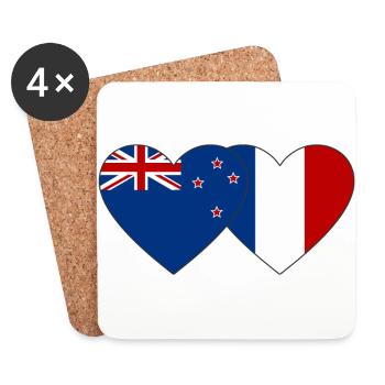 Neuseeland Frankreich Flagge Herz - Untersetzer (4er-Set) - Weiß - Vorne