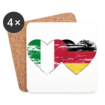 Italy Germany Flag Heart used - Coasters (set of 4) - white - Front