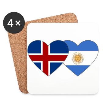 Iceland Argentina Flag Heart - Coasters (set of 4) - white - Front