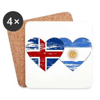 Iceland Argentina Flag Heart Used - Coasters (set of 4) - white - Front