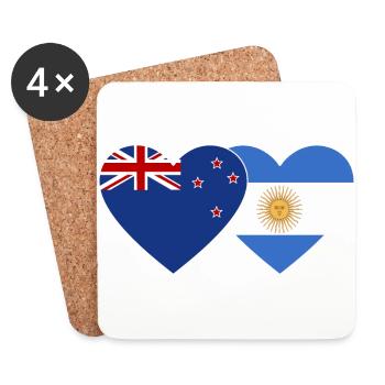 New Zealand Argentina flag heart - Coasters (set of 4) - white - Front