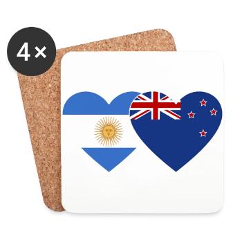 Argentinien Neuseeland Flagge Herz - Untersetzer (4er-Set) - Weiß - Vorne