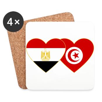 Egypte Tunisie Drapeau Coeur - Dessous de verre (lot de 4) - blanc - Devant
