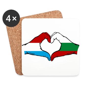 Luxembourg Bulgaria Flag Hands Heart Shape - Coasters (set of 4) - white - Front